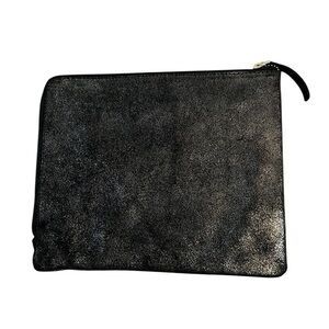 Erin Condren Pouch Leather Metallic Black